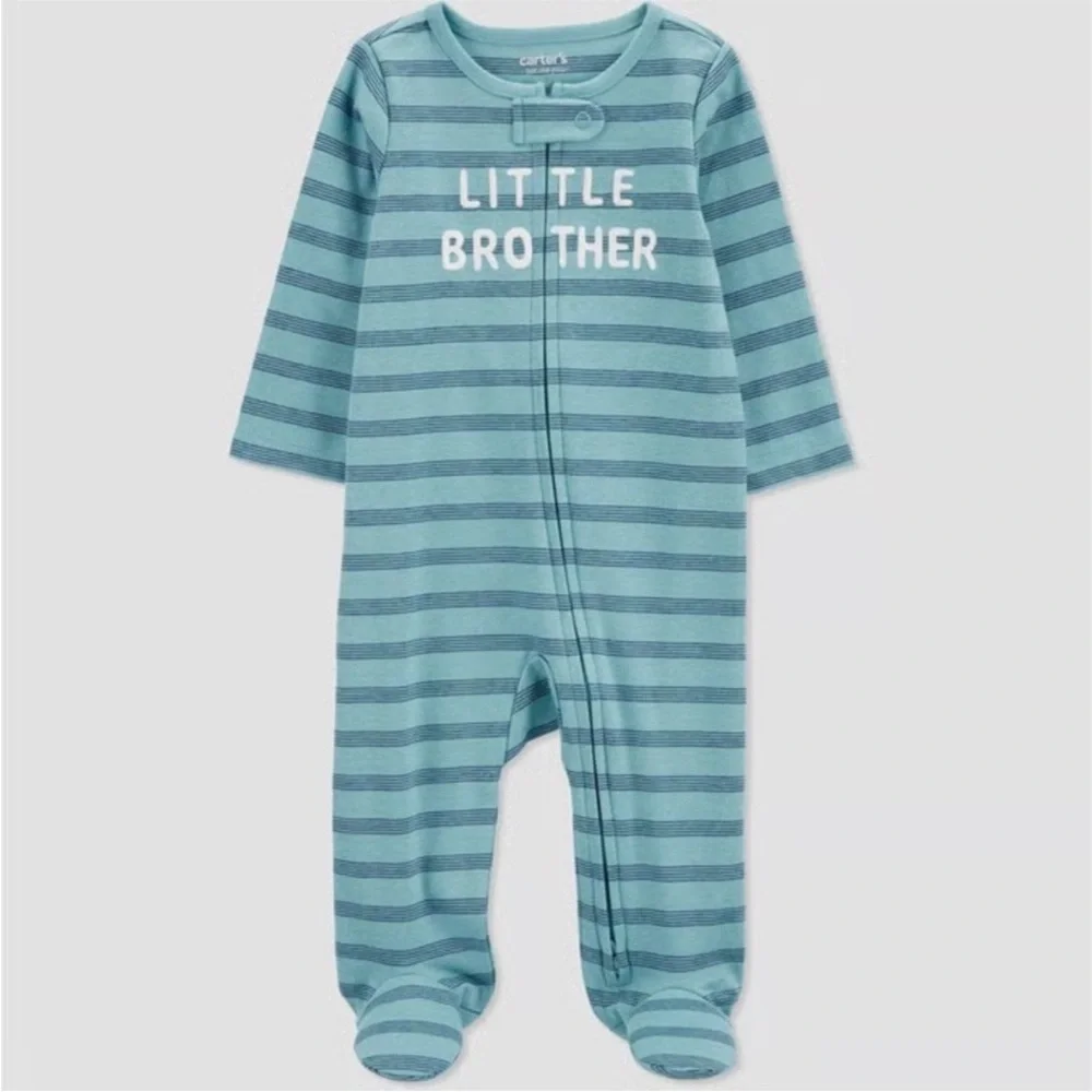 $28 NWT Carter's little brother  footed onsie one piece with 2 way zipper 9M